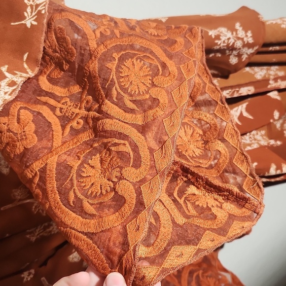 Shein 3x Long Cardigan Floral Brown White - Picture 4 of 11